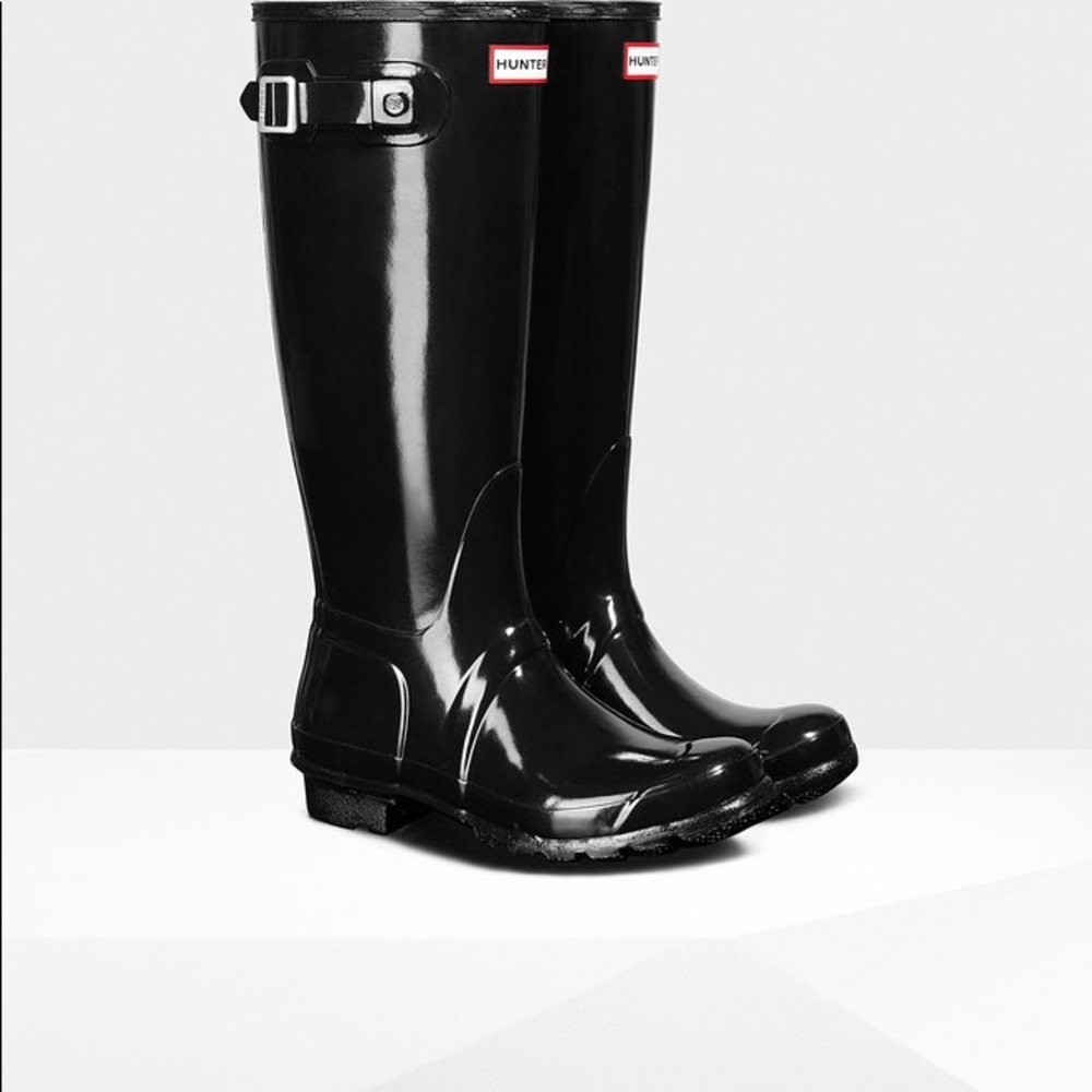 HUNTER RAIN BOOTS TALL GLOSSY BLACK
